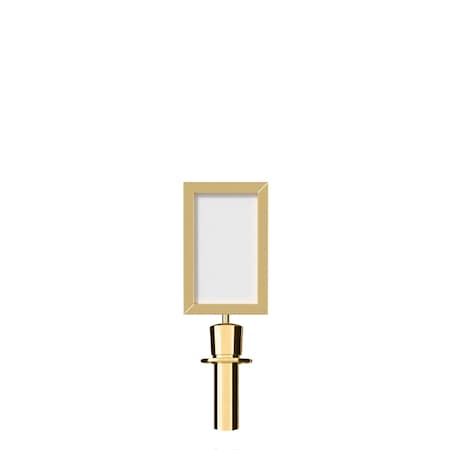 Stanchion Post Top Sign Frame 7x11 V Pol Brass, PLEASE WAIT HERE